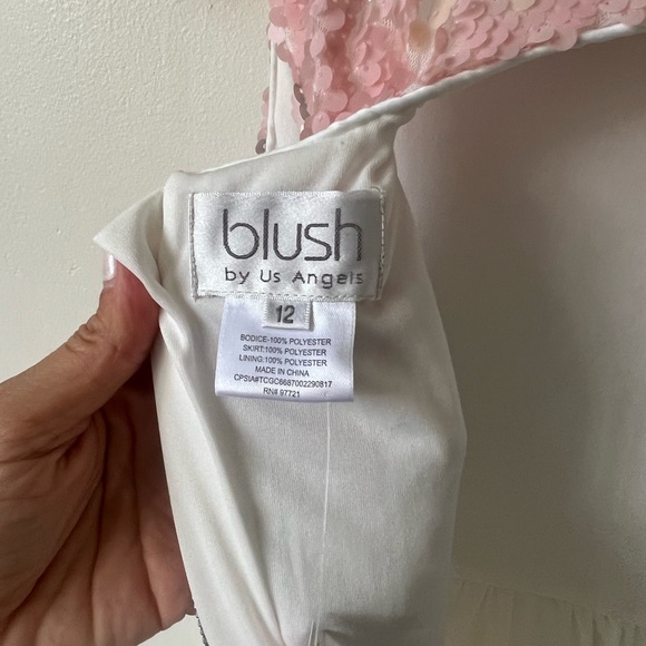 NWT Girls Blush and Silver Sequin Formal Dress Size 12 Blush Brand - Picture 7 of 9